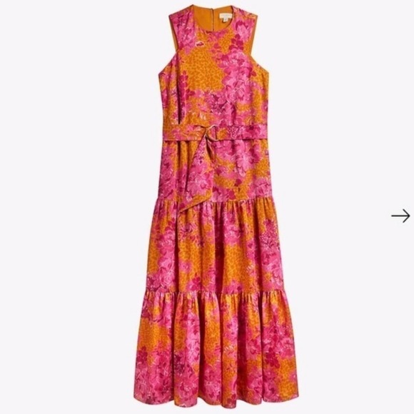 Ted Baker Floral Maxi dress size 1 pink orange tiered - Picture 2 of 13